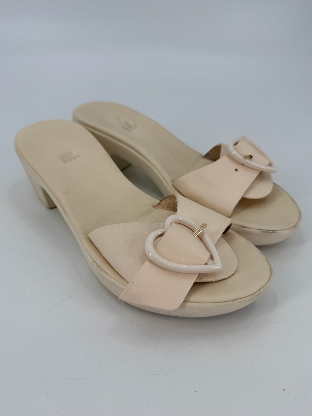 Ancient Greek Sandals Heart Buckle Slide Sandals 39 FLAWS